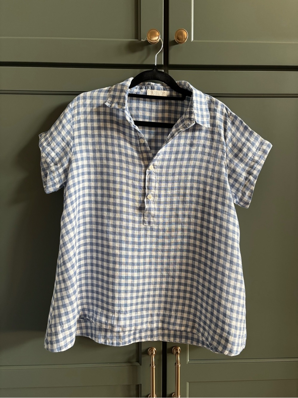 100% Linen Blue/White Checkered CP SHADES Lightweight Women’s Oversized Shirt XS